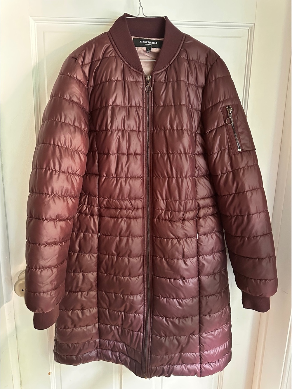 Kenneth Cole New York Burgundy/Maroon Quilted Puffer Coat Size S Brand New